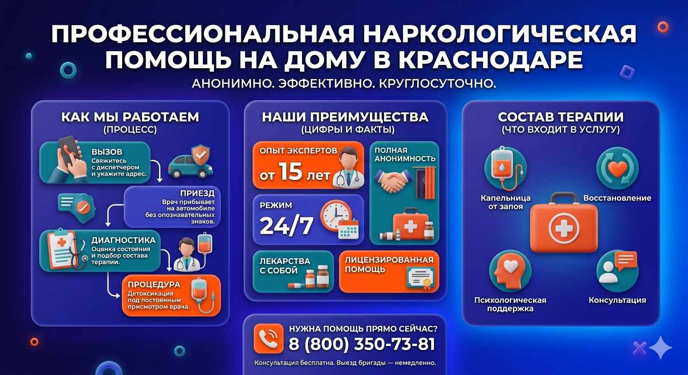 Инфографика о принципах лечения алкоголизма на дому в Шексне: этапы вызова нарколога, преимущества анонимной детоксикации и состав медицинской помощи.